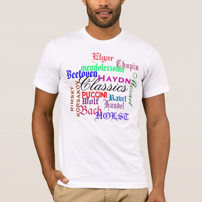 Camiseta Obras clásicas Beetoven Chopin Puccini Haydn Bach (Anverso)