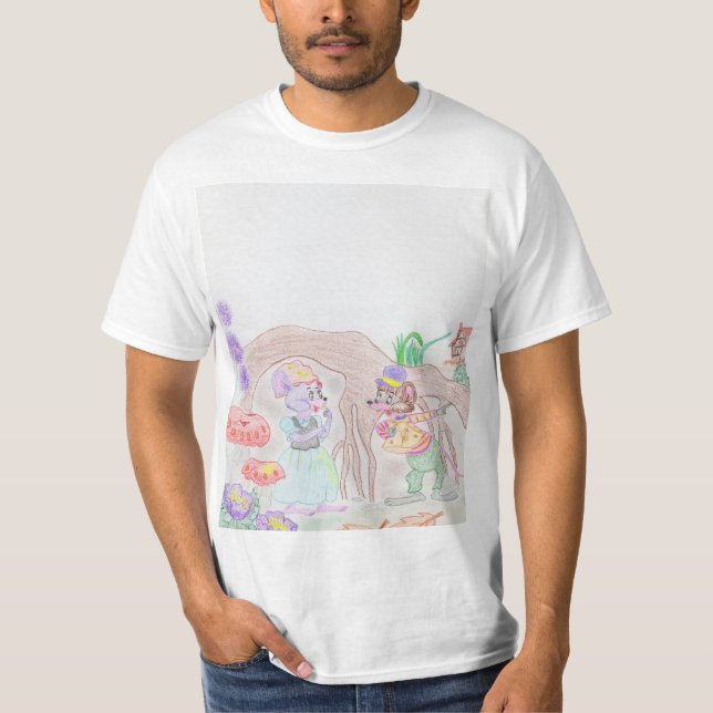 Camiseta Obras de arte de niños personalizados, dos ratones (Anverso)