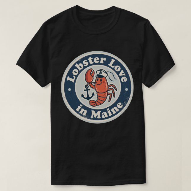 Camiseta Obras de arte marítimo de Lobster Love_ Maine (Diseño del anverso)