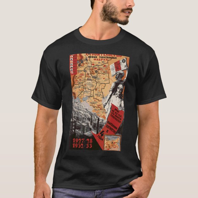 Camiseta Obras De Construcción Propaganda Vintage Sovi8 (Anverso)