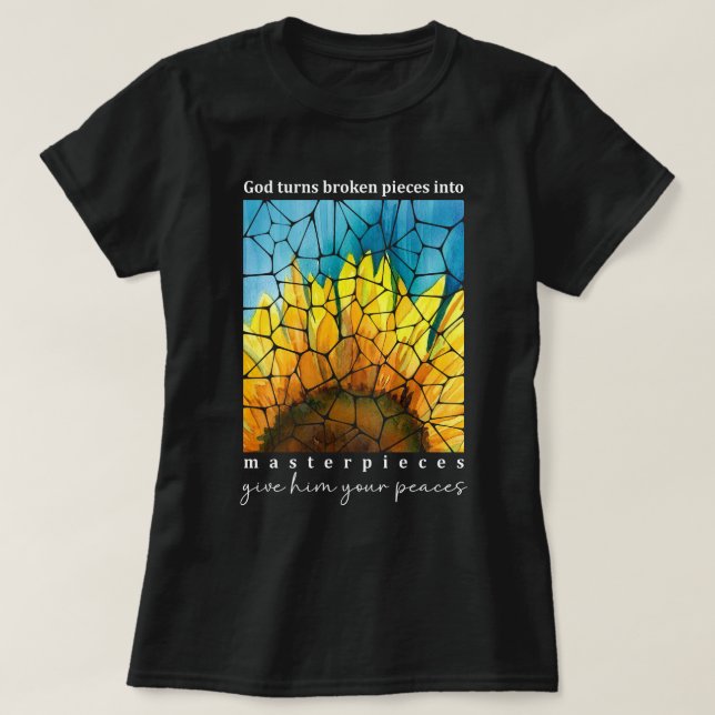 Camiseta Obras maestras Biblia cristiana Verse girasol (Diseño del anverso)