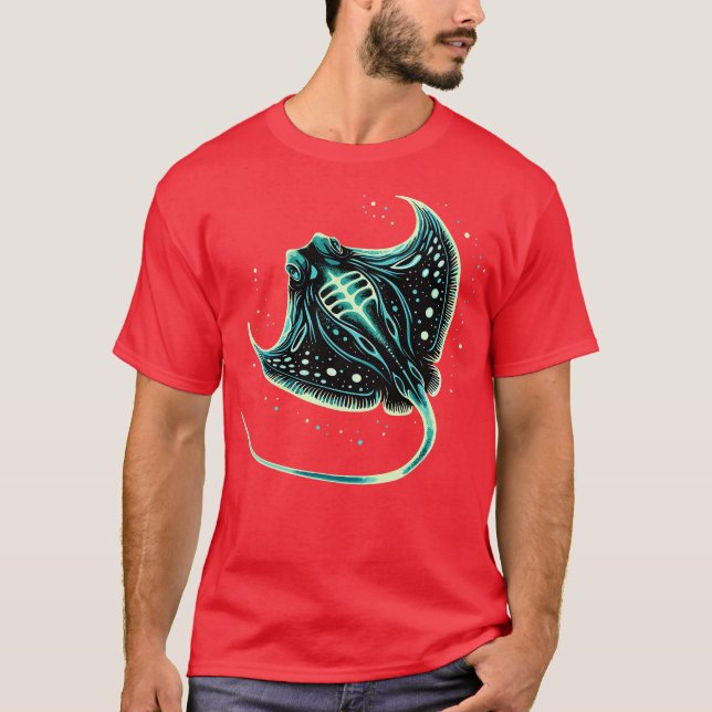 Camiseta Obsequio bioluminiscente de arte de arte acuático  (Anverso)