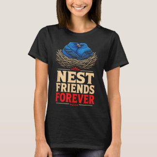 Camiseta Observación de Aves Nido Amigos Por Siempre Azul Í