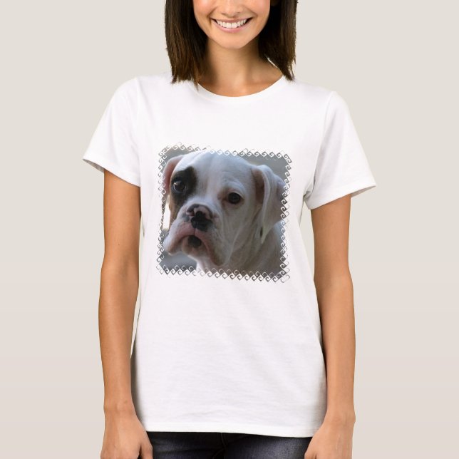 Camiseta observada negro de las señoras del perro (Anverso)