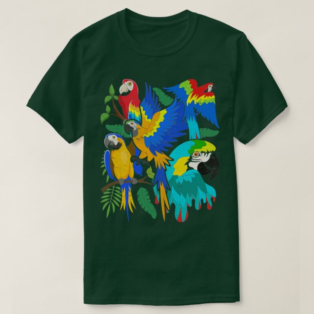 Camiseta Observador de pájaros Pájaros Tropical Loro Macaw (Diseño del anverso)