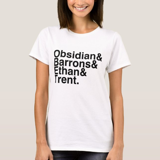 Camiseta Obsidiana del novio del libro, Barrons, Ethan, (Anverso)