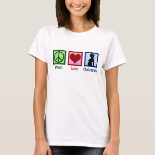 Camiseta Obstetricia del amor de la paz