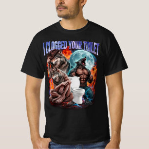 Camiseta Obstruí Tu Inodoro Divertido Alpha Wolf Meme Estúp