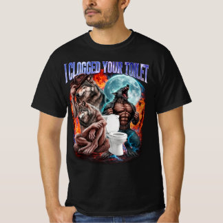 Camiseta Obstruí Tu Inodoro Divertido Alpha Wolf Meme Estúp