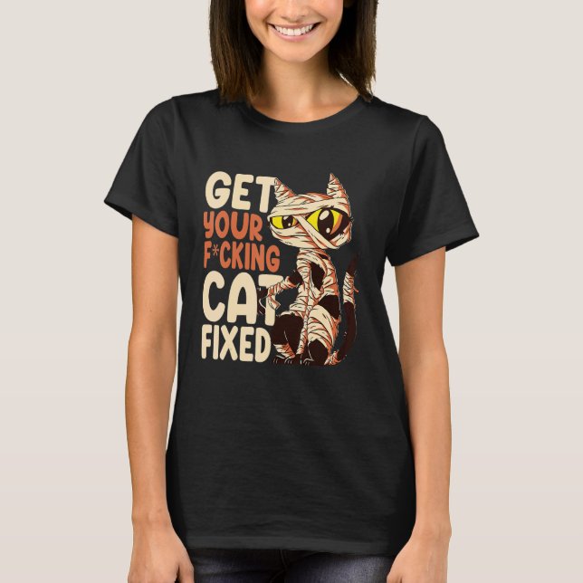 Camiseta Obtener el rescate de gato fijo de Halloween (Anverso)