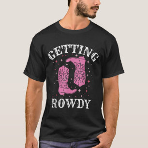 Camiseta Obteniendo a Rowdy Bride Groom Boda Bachelor Occid