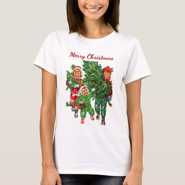 Camiseta Obteniendo el árbol de Navidad (Anverso)