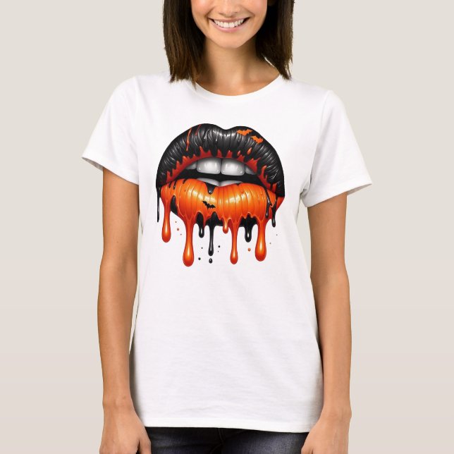 Camiseta Obturando los labios de Halloween (Anverso)