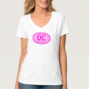 Camiseta OC Ocean City NJ Pink Floral Beach Tag T-Shirt