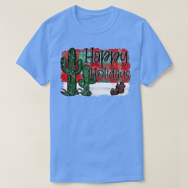 Camiseta Occidente Teas Cactus Desert Merry Christmas Happy (Diseño del anverso)