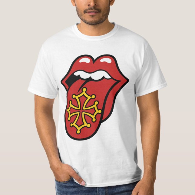 Camiseta Occitanie Rock Tongue - Croix Occitane  (Anverso)