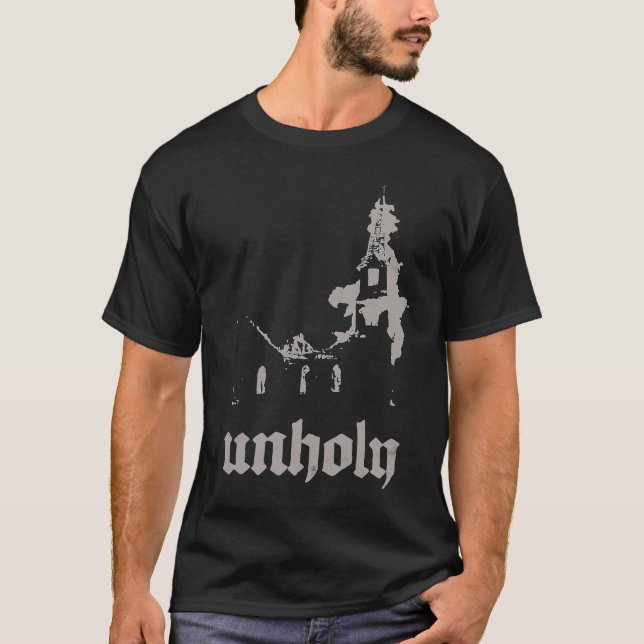 Camiseta Occult Baphomet Atheist Burning Church Unholy Sata (Anverso)