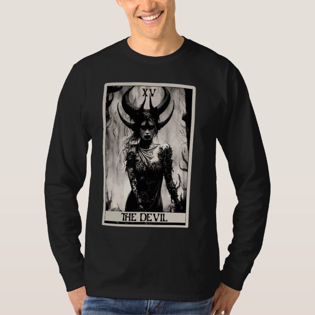 Camiseta Occult Dark Art Horror La tarjeta Tarot del diablo (Anverso)
