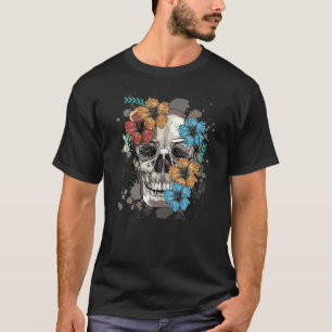 Camiseta Occult Floral Skull Mall Gótico Alt Clothing Aesth