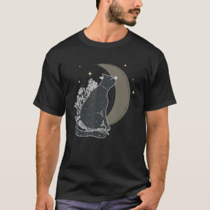 Camiseta Occult Gothic Witch Magic Black Cat Crescent Moon