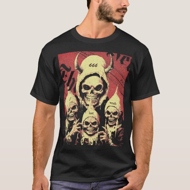 Camiseta Occult Horror Skeletons Devil Sins (Anverso)