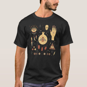 Camiseta Occult Magic All Seye Eye Moon Fase Skull Moth