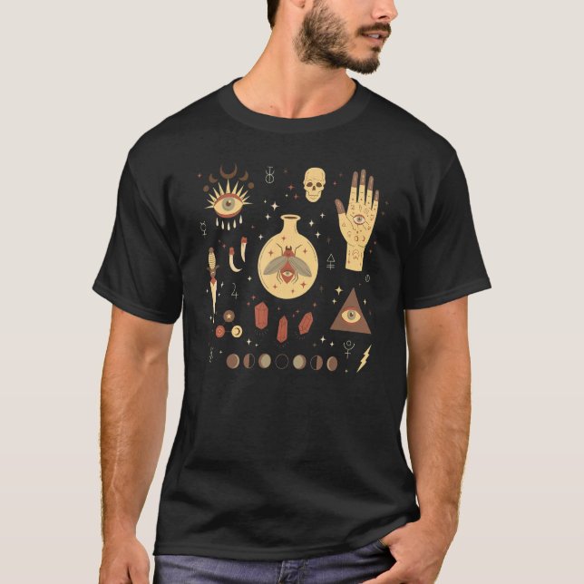 Camiseta Occult Magic All Seye Eye Moon Fase Skull Moth (Anverso)