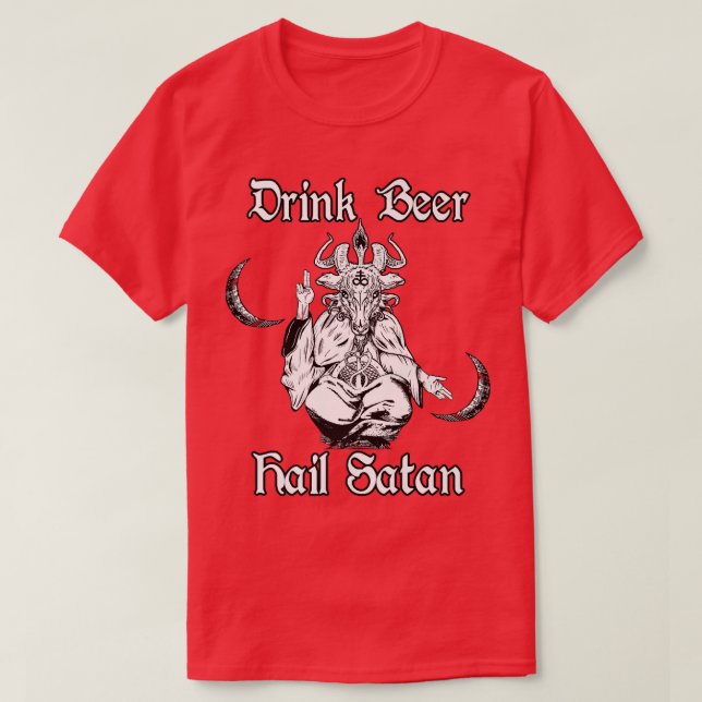 Camiseta Occulto Gótico satánico horror Baphomet Beer Hai (Diseño del anverso)