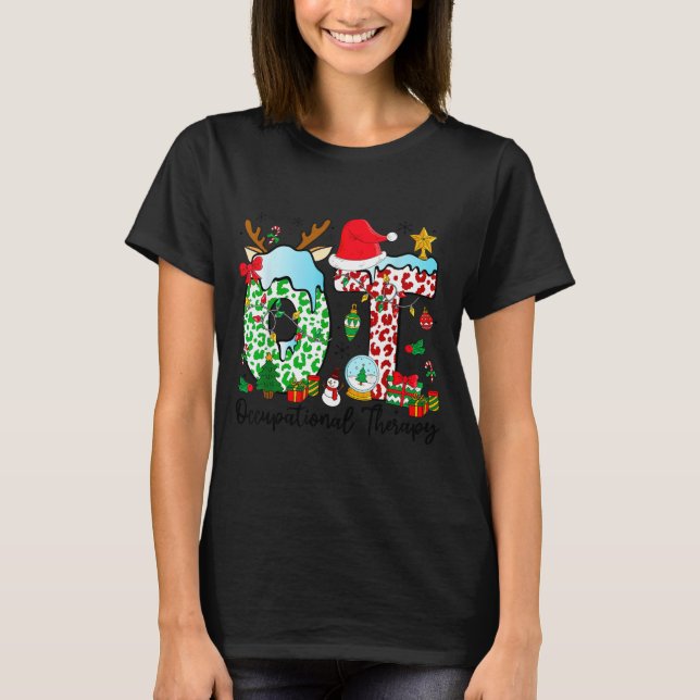 Camiseta Occupational Therapy Christmas Lights Santa Hat Ot (Anverso)