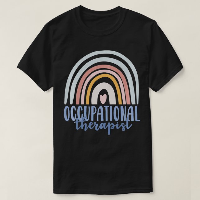 Camiseta Occupational Therapy Worker OT Boho Rainbow Retro  (Diseño del anverso)