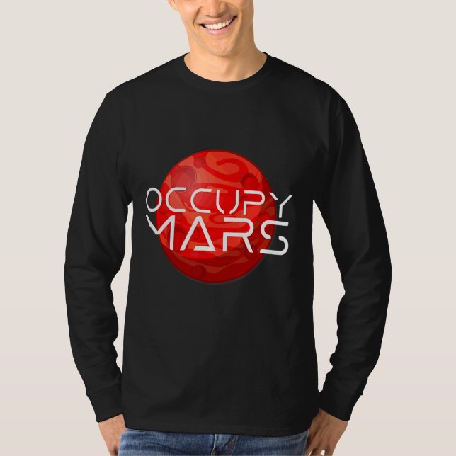 Camiseta Occupy Mars Space Explorer Astronauta Para Hombres (Anverso)