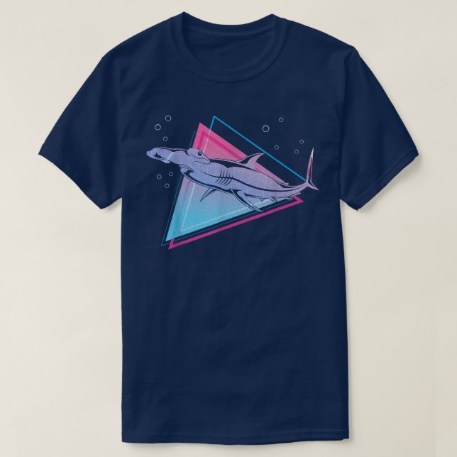 Camiseta Ocean Animal 90 Art Retro Vaporwave Hammerhead Sh (Diseño del anverso)