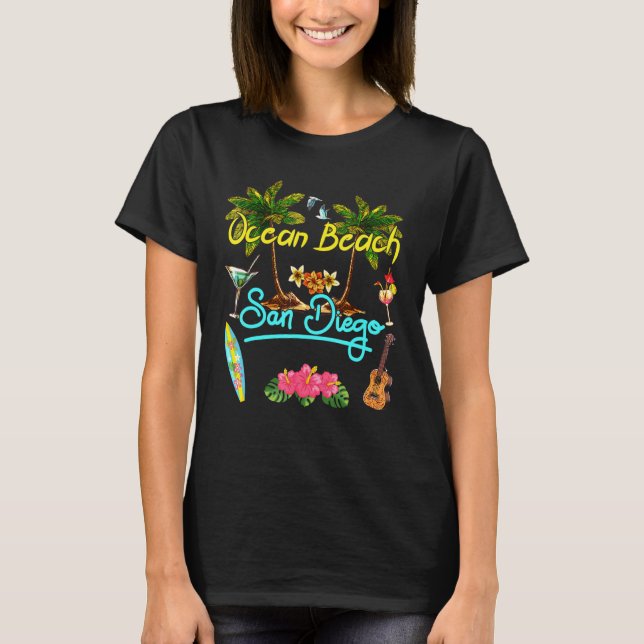Camiseta Ocean Beach San Diego Summer Palm Surf Sun Set Pal (Anverso)