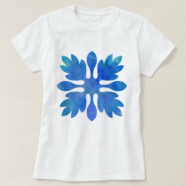 Camiseta Ocean Blue Hawaiian Quilt Modern Boho Island Vibes (Diseño del anverso)