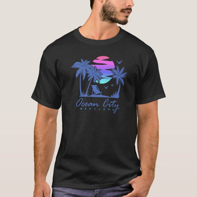Camiseta Ocean City Maryland Beach Vacation Vintage Sunset (Anverso)