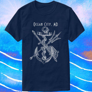 Camiseta Ocean City Maryland Bote Anchor Viaje Náutico