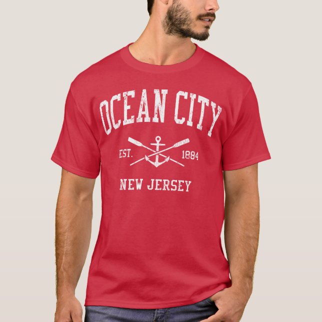 Camiseta Ocean City Nj Crossed Oars Boat Anchor Sports vint (Anverso)