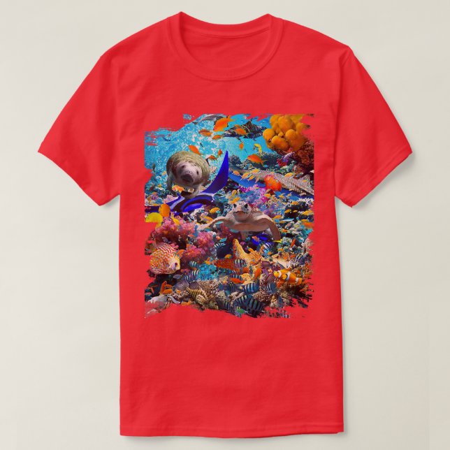 Camiseta Ocean Dolphin Shark Turtle Coral Sea Fish Orca Wha (Diseño del anverso)
