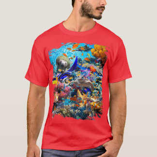 Camiseta Ocean Dolphin Shark Turtle Coral Sea Fish Orca Wha