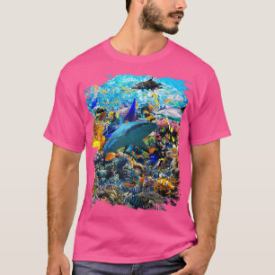 Camiseta Ocean Dolphin Shark Turtle Coral Sea Fish Orca Wha