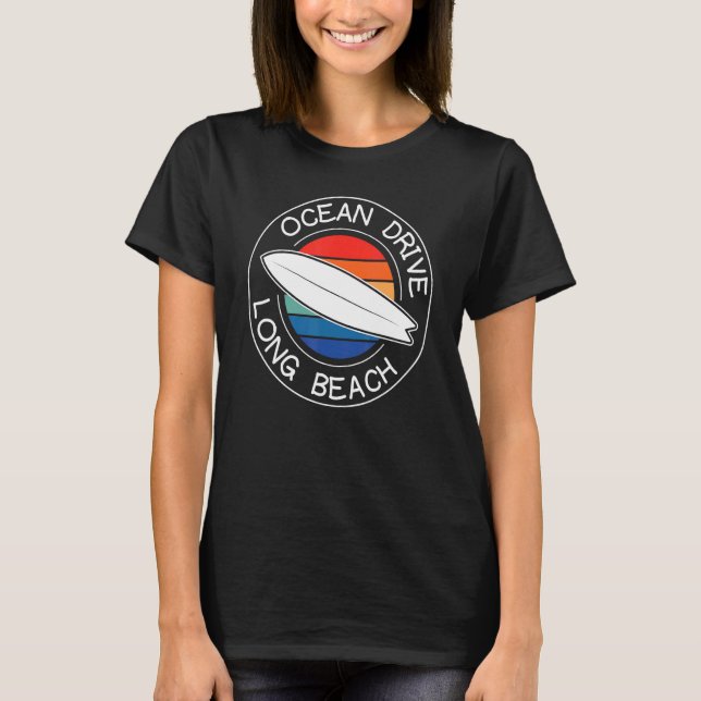 Camiseta Ocean Drive Long Beach Surfing Heaven Love Surf (Anverso)