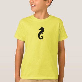 Camiseta Ocean Glow_Black en caballito de mar amarillo