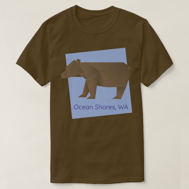 Camiseta Ocean Shores Brown Origami Bear Abstract Geometric (Diseño del anverso)