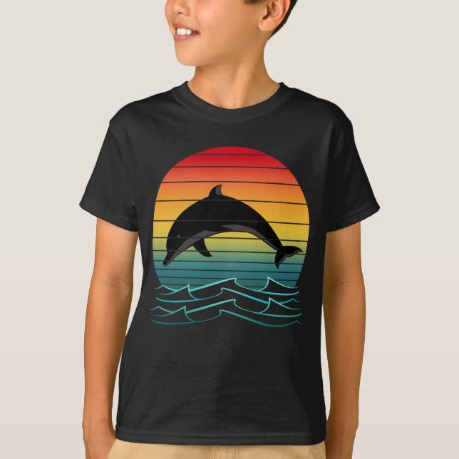 Camiseta Océano atardecer delfín vintage (Anverso)