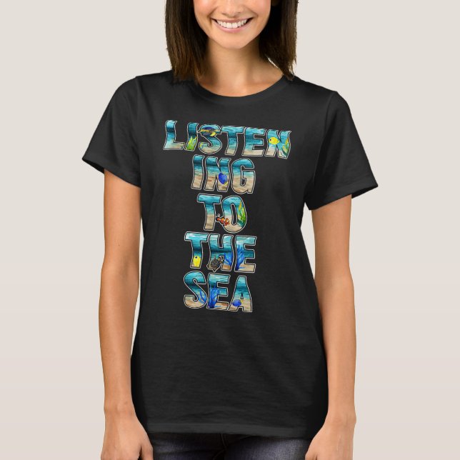 Camiseta Océano De Pescado Que Escucha El Mar (Anverso)