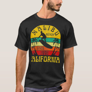 Camiseta Océano Vinta para el surf de Malibu Beach Californ