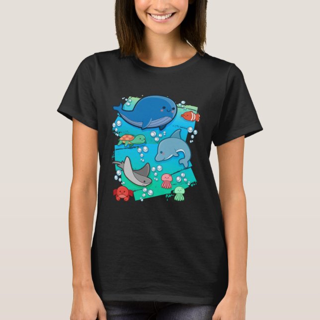 Camiseta Océanos Animales Mamíferos marinos Pescados Jellyf (Anverso)