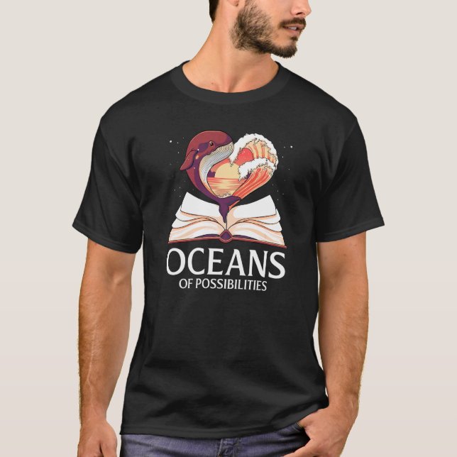 Camiseta Océanos De Posibilidades Bibliotecario De Lectura  (Anverso)