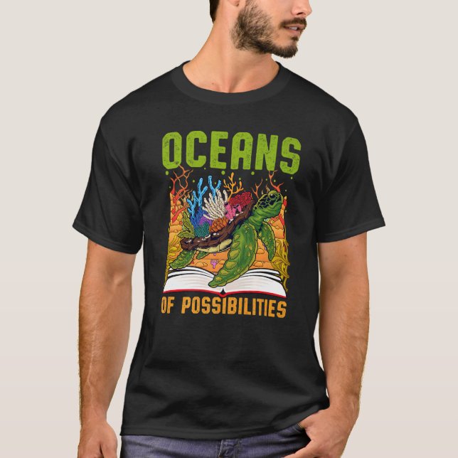 Camiseta Océanos De Posibilidades Leer Verano Bibliotecario (Anverso)