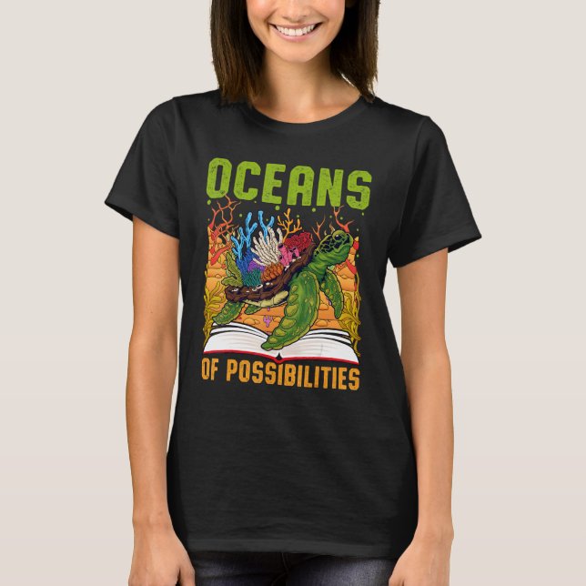 Camiseta Océanos De Posibilidades Leer Verano Bibliotecario (Anverso)